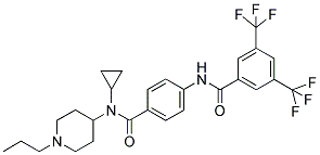 4-[(3,5-BIS(TRIFLUOROMETHYL)BENZOYL)AMINO]-N-CYCLOPROPYL-N-(1-PROPYLPIPERIDIN-4-YL)BENZAMIDE 结构式