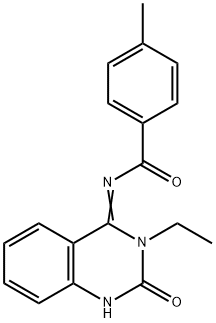 N-[3-ETHYL-2-OXO-2,3-DIHYDRO-4(1H)-QUINAZOLINYLIDEN]-4-METHYLBENZENECARBOXAMIDE 结构式