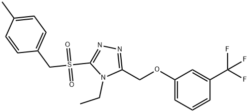 4-ETHYL-3-[(4-METHYLBENZYL)SULFONYL]-5-([3-(TRIFLUOROMETHYL)PHENOXY]METHYL)-4H-1,2,4-TRIAZOLE 结构式