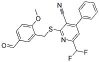 6-DIFLUOROMETHYL-2-(5-FORMYL-2-METHOXY-BENZYLSULFANYL)-4-PHENYL-NICOTINONITRILE 结构式