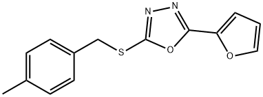 2-(2-FURYL)-5-[(4-METHYLBENZYL)SULFANYL]-1,3,4-OXADIAZOLE 结构式