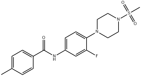 N-(3-FLUORO-4-[4-(METHYLSULFONYL)PIPERAZINO]PHENYL)-4-METHYLBENZENECARBOXAMIDE 结构式