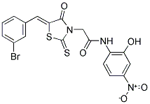 2-[(5Z)-5-(3-BROMOBENZYLIDENE)-4-OXO-2-THIOXO-1,3-THIAZOLIDIN-3-YL]-N-(2-HYDROXY-4-NITROPHENYL)ACETAMIDE 结构式