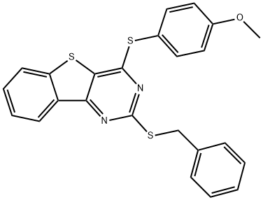 2-(BENZYLSULFANYL)-4-[(4-METHOXYPHENYL)SULFANYL][1]BENZOTHIENO[3,2-D]PYRIMIDINE 结构式