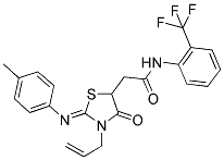 (Z)-2-(3-ALLYL-4-OXO-2-(P-TOLYLIMINO)THIAZOLIDIN-5-YL)-N-(2-(TRIFLUOROMETHYL)PHENYL)ACETAMIDE 结构式