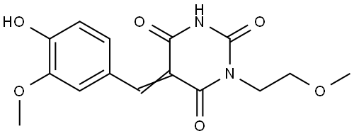 5-[(E)-(4-Hydroxy-3-methoxyphenyl)methylidene]-1-(2-methoxyethyl)-2,4,6(1H,3H,5H)-pyrimidinetrione 结构式
