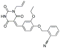 (Z)-2-((4-((3-ALLYL-2,4,6-TRIOXO-TETRAHYDROPYRIMIDIN-5(6H)-YLIDENE)METHYL)-2-ETHOXYPHENYLALLYL-2,4,6-TRIOXO-TETRAHYDROPYRIMIDIN-5(6H)-YLIDENE)METHYL)-2-ETHOXYPHENOXY)METHYL)BENZONITRILE 结构式