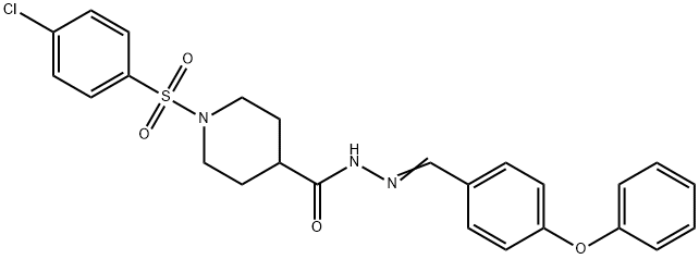 1-[(4-CHLOROPHENYL)SULFONYL]-N'-[(E)-(4-PHENOXYPHENYL)METHYLIDENE]-4-PIPERIDINECARBOHYDRAZIDE 结构式