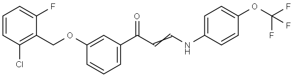 (E)-1-(3-[(2-Chloro-6-fluorobenzyl)oxy]phenyl)-3-[4-(trifluoromethoxy)anilino]-2-propen-1-one 结构式