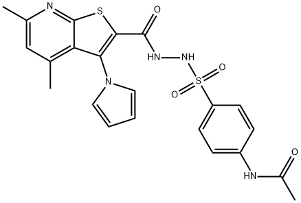 N-(4-[(2-([4,6-DIMETHYL-3-(1H-PYRROL-1-YL)THIENO[2,3-B]PYRIDIN-2-YL]CARBONYL)HYDRAZINO)SULFONYL]PHENYL)ACETAMIDE 结构式