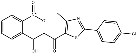 1-[2-(4-CHLOROPHENYL)-4-METHYL-1,3-THIAZOL-5-YL]-3-HYDROXY-3-(2-NITROPHENYL)-1-PROPANONE 结构式