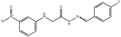 N'-[(4-FLUOROPHENYL)METHYLENE]-2-(3-NITROANILINO)ACETOHYDRAZIDE 结构式