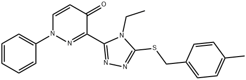 3-(4-Ethyl-5-[(4-methylbenzyl)sulfanyl]-4H-1,2,4-triazol-3-yl)-1-phenyl-4(1H)-pyridazinone 结构式