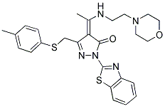 (Z)-1-(BENZO[D]THIAZOL-2-YL)-4-(1-(2-MORPHOLINOETHYLAMINO)ETHYLIDENE)-3-(P-TOLYLTHIOMETHYL)-1H-PYRAZOL-5(4H)-ONE 结构式