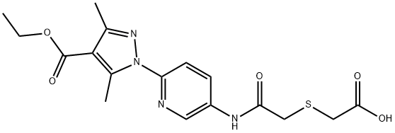 2-([2-((6-[4-(ETHOXYCARBONYL)-3,5-DIMETHYL-1H-PYRAZOL-1-YL]-3-PYRIDINYL)AMINO)-2-OXOETHYL]SULFANYL)ACETIC ACID 结构式