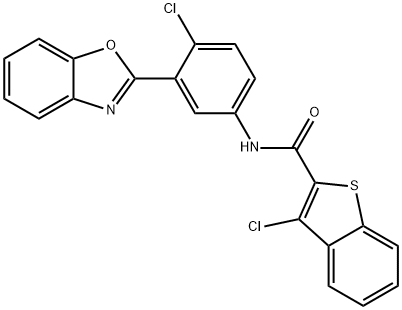 N-[3-(1,3-BENZOXAZOL-2-YL)-4-CHLOROPHENYL]-3-CHLORO-1-BENZOTHIOPHENE-2-CARBOXAMIDE 结构式