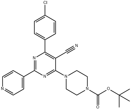 TERT-BUTYL 4-[6-(4-CHLOROPHENYL)-5-CYANO-2-(4-PYRIDINYL)-4-PYRIMIDINYL]TETRAHYDRO-1(2H)-PYRAZINECARBOXYLATE 结构式