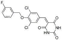 5-{3,5-DICHLORO-4-[(3-FLUOROBENZYL)OXY]BENZYLIDENE}PYRIMIDINE-2,4,6(1H,3H,5H)-TRIONE 结构式