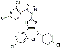 4-CHLOROPHENYL 4-(2,4-DICHLOROPHENYL)-2-[5-(2,4-DICHLOROPHENYL)-1H-PYRAZOL-1-YL]-1,3-THIAZOL-5-YL SULFIDE 结构式