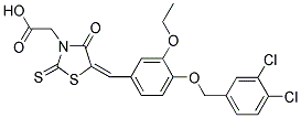 ((5E)-5-{4-[(3,4-DICHLOROBENZYL)OXY]-3-ETHOXYBENZYLIDENE}-4-OXO-2-THIOXO-1,3-THIAZOLIDIN-3-YL)ACETIC ACID 结构式