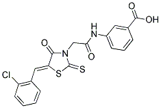 3-(([(5Z)-5-(2-CHLOROBENZYLIDENE)-4-OXO-2-THIOXO-1,3-THIAZOLIDIN-3-YL]ACETYL)AMINO)BENZOIC ACID 结构式