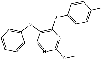 4-FLUOROPHENYL 2-(METHYLSULFANYL)[1]BENZOTHIENO[3,2-D]PYRIMIDIN-4-YL SULFIDE 结构式