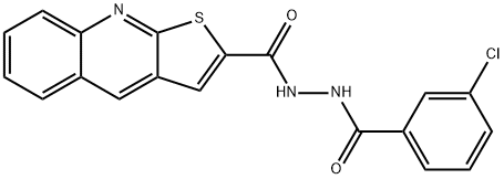 N'-(3-CHLOROBENZOYL)THIENO[2,3-B]QUINOLINE-2-CARBOHYDRAZIDE 结构式