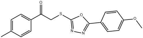 2-([5-(4-METHOXYPHENYL)-1,3,4-OXADIAZOL-2-YL]SULFANYL)-1-(4-METHYLPHENYL)-1-ETHANONE 结构式