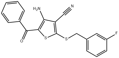 4-Amino-5-benzoyl-2-[(3-fluorobenzyl)sulfanyl]-3-thiophenecarbonitrile 结构式