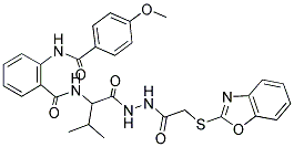 N-(1-(2-(2-(BENZO[D]OXAZOL-2-YLTHIO)ACETYL)HYDRAZINYL)-3-METHYL-1-OXOBUTAN-2-YL)-2-(4-METHOXYBENZAMIDO)BENZAMIDE 结构式