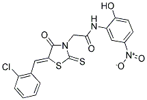 2-[(5Z)-5-(2-CHLOROBENZYLIDENE)-4-OXO-2-THIOXO-1,3-THIAZOLIDIN-3-YL]-N-(2-HYDROXY-5-NITROPHENYL)ACETAMIDE 结构式