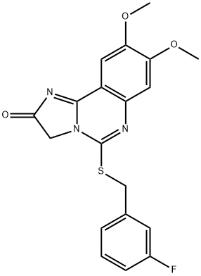 5-[(3-FLUOROBENZYL)SULFANYL]-8,9-DIMETHOXYIMIDAZO[1,2-C]QUINAZOLIN-2(3H)-ONE 结构式