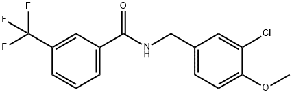 N-(3-CHLORO-4-METHOXYBENZYL)-3-(TRIFLUOROMETHYL)BENZENECARBOXAMIDE 结构式