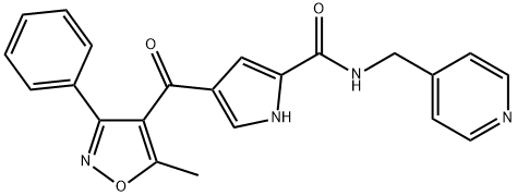 4-(5-甲基-3-苯基异噁唑-4-羰基)-N-(吡啶-4-基甲基)-1H-吡咯-2-甲酰胺 结构式