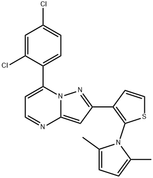 7-(2,4-Dichlorophenyl)-2-[2-(2,5-dimethyl-1H-pyrrol-1-yl)-3-thienyl]pyrazolo[1,5-a]pyrimidine 结构式