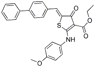 (Z)-ETHYL 5-(BIPHENYL-4-YLMETHYLENE)-2-(4-METHOXYPHENYLAMINO)-4-OXO-4,5-DIHYDROTHIOPHENE-3-CARBOXYLATE 结构式