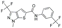1-METHYL-3-(TRIFLUOROMETHYL)-N-[3-(TRIFLUOROMETHYL)PHENYL]-1H-THIENO[2,3-C]PYRAZOLE-5-CARBOXAMIDE 结构式