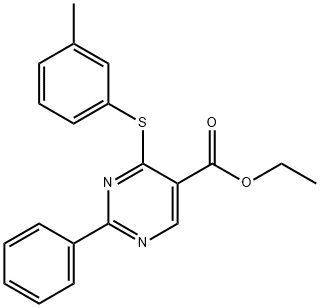 Ethyl 4-[(3-methylphenyl)sulfanyl]-2-phenyl-5-pyrimidinecarboxylate 结构式