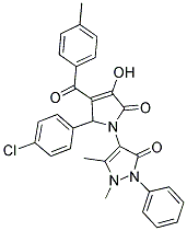 4-(2-(4-Chlorophenyl)-4-hydroxy-3-(4-methylbenzoyl)-5-oxo-2H-pyrrol-1(5H)-yl)-1,5-dimethyl-2-phenyl-1,2-dihydropyrazol-3-one 结构式