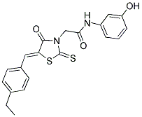 2-[(5Z)-5-(4-ETHYLBENZYLIDENE)-4-OXO-2-THIOXO-1,3-THIAZOLIDIN-3-YL]-N-(3-HYDROXYPHENYL)ACETAMIDE 结构式