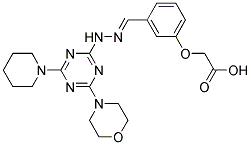 (E)-2-(3-((2-(4-MORPHOLINO-6-(PIPERIDIN-1-YL)-1,3,5-TRIAZIN-2-YL)HYDRAZONO)METHYL)PHENOXY)ACETIC ACID 结构式