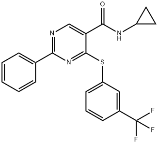 N-CYCLOPROPYL-2-PHENYL-4-([3-(TRIFLUOROMETHYL)PHENYL]SULFANYL)-5-PYRIMIDINECARBOXAMIDE 结构式
