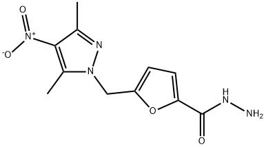 5-((3,5-二甲基-4-硝基-1H-吡唑-1-基)甲基)呋喃-2-碳酰肼 结构式
