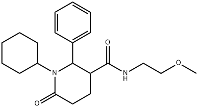 1-CYCLOHEXYL-N-(2-METHOXYETHYL)-6-OXO-2-PHENYL-3-PIPERIDINECARBOXAMIDE 结构式