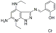 6-AMINO-7-ETHYL-4-(ETHYLAMINO)-3-([(E)-(2-HYDROXYPHENYL)METHYLIDENE]AMINO)-1H-PYRAZOLO[3,4-B]PYRIDIN-7-IUM CHLORIDE 结构式