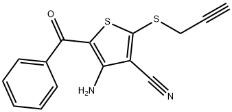 4-AMINO-5-BENZOYL-2-(2-PROPYNYLSULFANYL)-3-THIOPHENECARBONITRILE 结构式