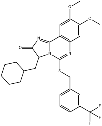 3-(CYCLOHEXYLMETHYL)-8,9-DIMETHOXY-5-([3-(TRIFLUOROMETHYL)BENZYL]SULFANYL)IMIDAZO[1,2-C]QUINAZOLIN-2(3H)-ONE 结构式