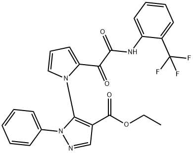 ETHYL 5-(2-(2-OXO-2-[2-(TRIFLUOROMETHYL)ANILINO]ACETYL)-1H-PYRROL-1-YL)-1-PHENYL-1H-PYRAZOLE-4-CARBOXYLATE 结构式