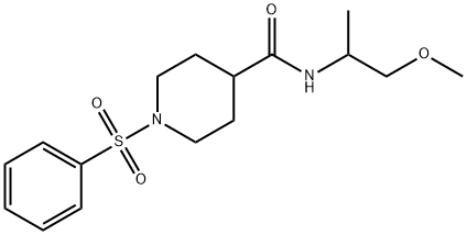 N-(2-METHOXY-1-METHYLETHYL)-1-(PHENYLSULFONYL)-4-PIPERIDINECARBOXAMIDE 结构式