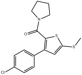 [3-(4-CHLOROPHENYL)-5-(METHYLSULFANYL)-2-THIENYL](1-PYRROLIDINYL)METHANONE 结构式